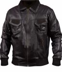 MEN’S BLACK BOMBER LEATHER JACKET