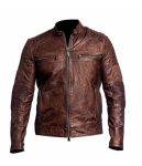 CAFE RACER ( BROWN ) LEATHER JACKET