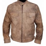 DISTRESSED CAFE RACER BIKER LEATHER JACKET