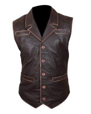 HELL ON WHEELS CULLEN-BOHANNAN DISTRESSED COWHIDE LEATHER VEST
