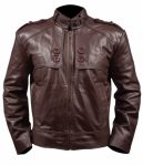 SLIM FIT FAUX LEATHER JACKET WITH REMOVEABLE COLLAR BELT