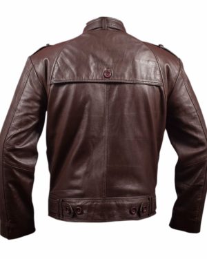 SLIM FIT LEATHER JACKET WITH REMOVEABLE COLLAR BELT