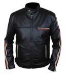 MEN’S RETRO CAFE RACER HYBRID MAYHEM LEATHER JACKET IN BLACK