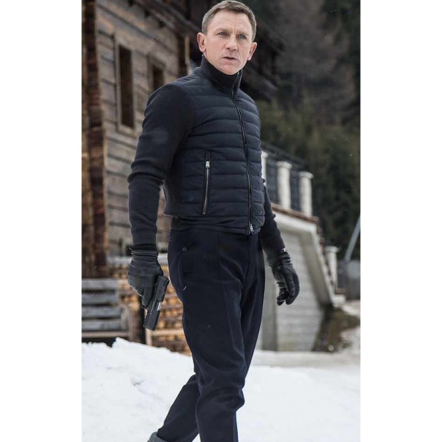 Spectre James Bond Daniel Craig Blue Suede Leather Racer Jacket