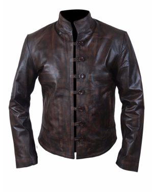 DA VINCI DISTRESSED DEMONS REAL LEATHER JACKET